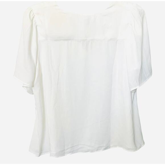 CABI SHORT SLEEVE PULL-OVER V-NECK BLOUSE, WOMENS, L, SOLID WHITE - Picture 4 of 10